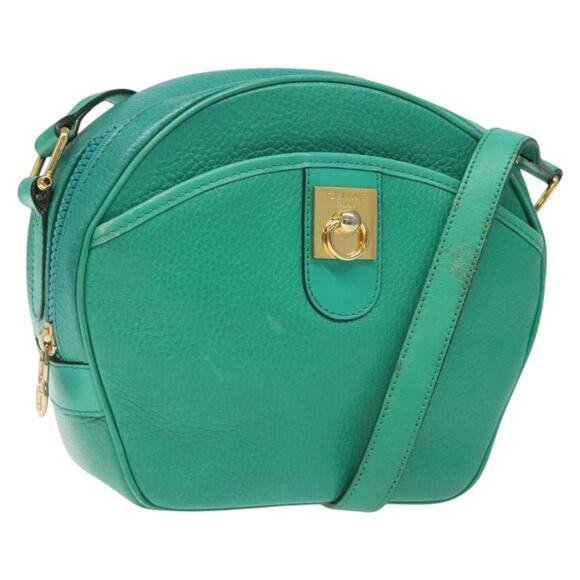 CELINE Shoulder Bag Leather Green Gold - Picture 1 of 13